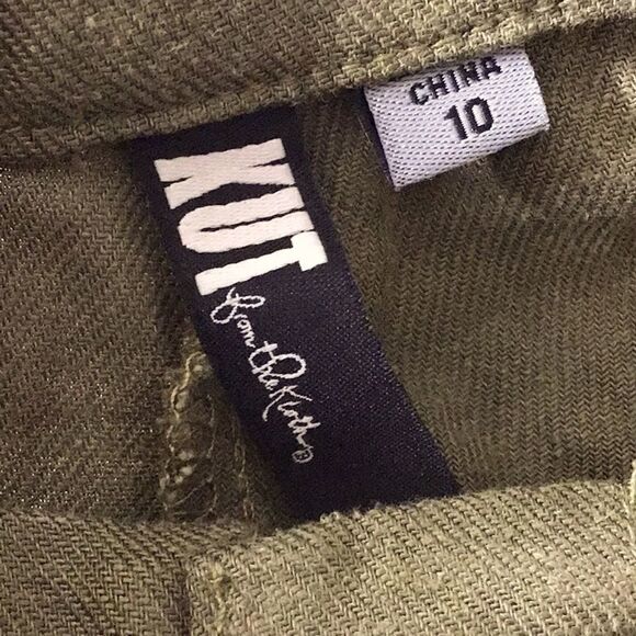 Kut from the Kloth Olive Green Linen Blend Crop Pants - Picture 7 of 9